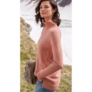 GARNET HILL 100% Cashmere Thick Knit Cable Mock Neck Sweater, Size XS